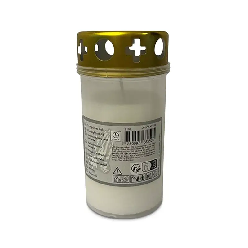 Gravljus Vit Transp Hylsa med Lock 50H 20 st från Papstar | #49190 | Ljus