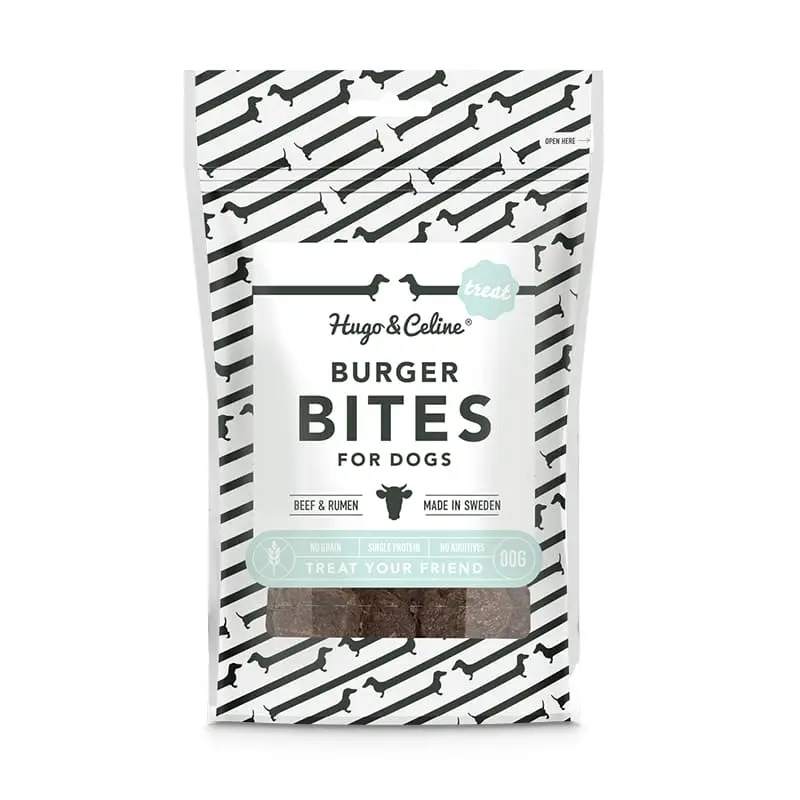 Burger Bites 12 x 80 g från Hugo & Celine | #HCSNBBSVF | Hundgodis