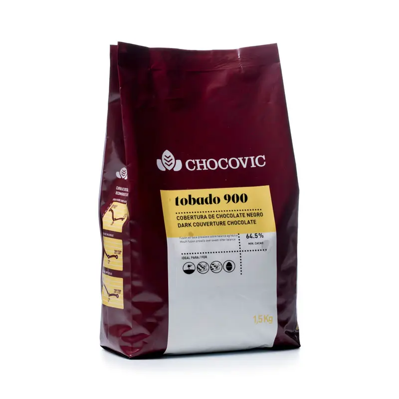 Mörk Choklad Tobado Pellets 64,5% 1,5kg 1.5 kg från Chocovic | #70119 | Bakprodukter