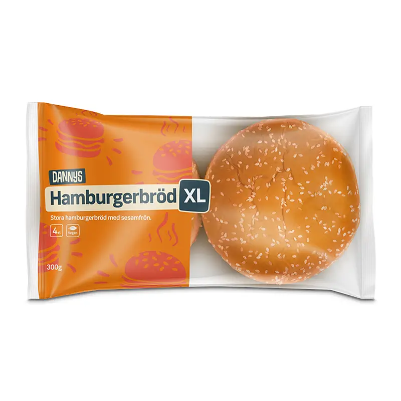 Hamburgerbröd XL 4-pack 75g 7 x 4 st från Dannys | #4020 | Hamburgerbröd