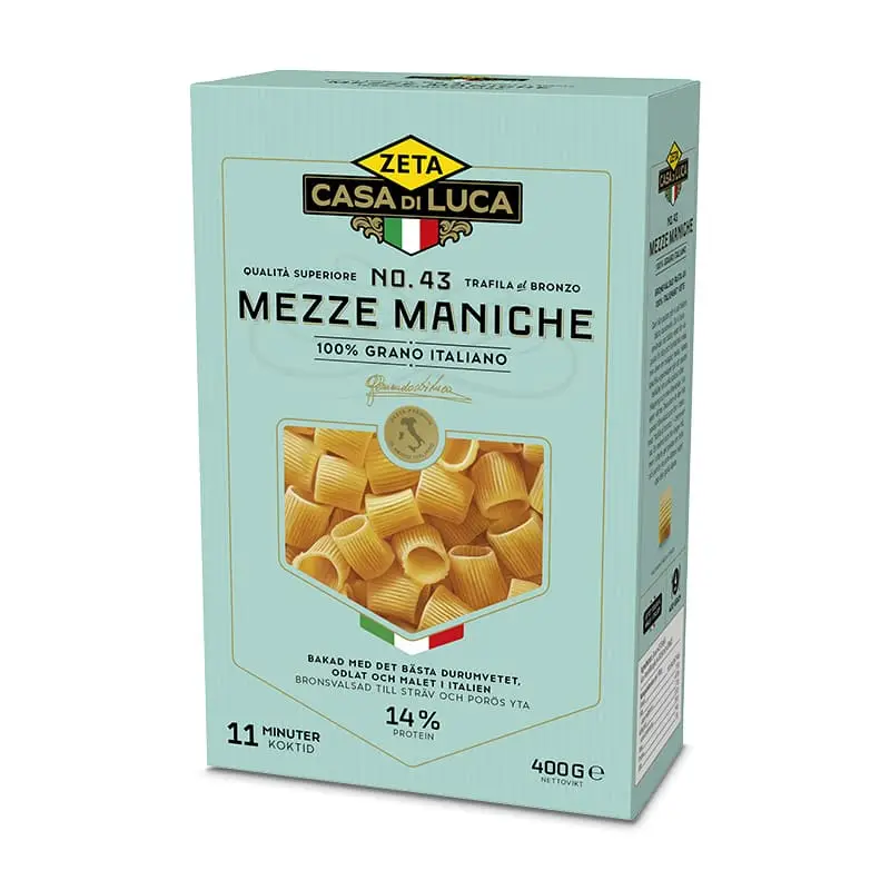 Mezze Maniche Casa Di Luca 12 x 400 g från Zeta | #7103 | Pasta & Nudlar