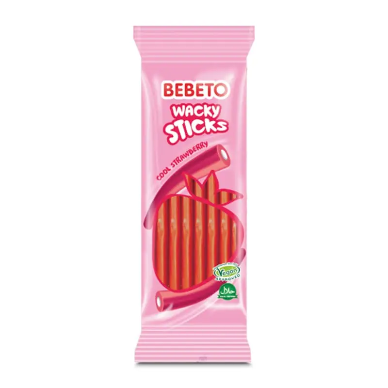 Wacky Sticks Cool Strawberry 24 x 180 g från Bebeto | #16014535 | Godis