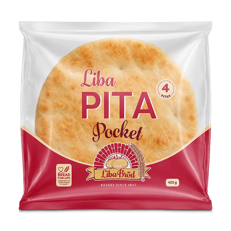 Pocket Pita 4-pack 18 x 420 g från Liba Bröd | #9554 | Pitabröd & Tunnbröd