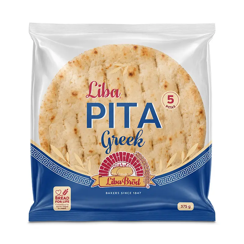 Greek Pita 5-pack 18 x 375 g från Liba Bröd | #9555 | Pitabröd & Tunnbröd