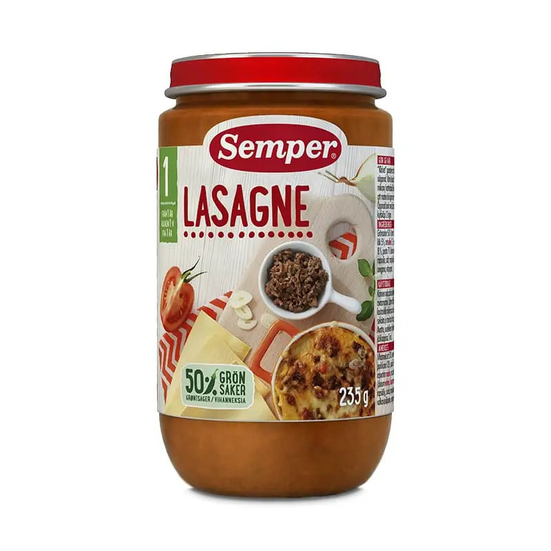 Lasagne 1 år 12 x 235 g från Semper | #9767 | Barnmat