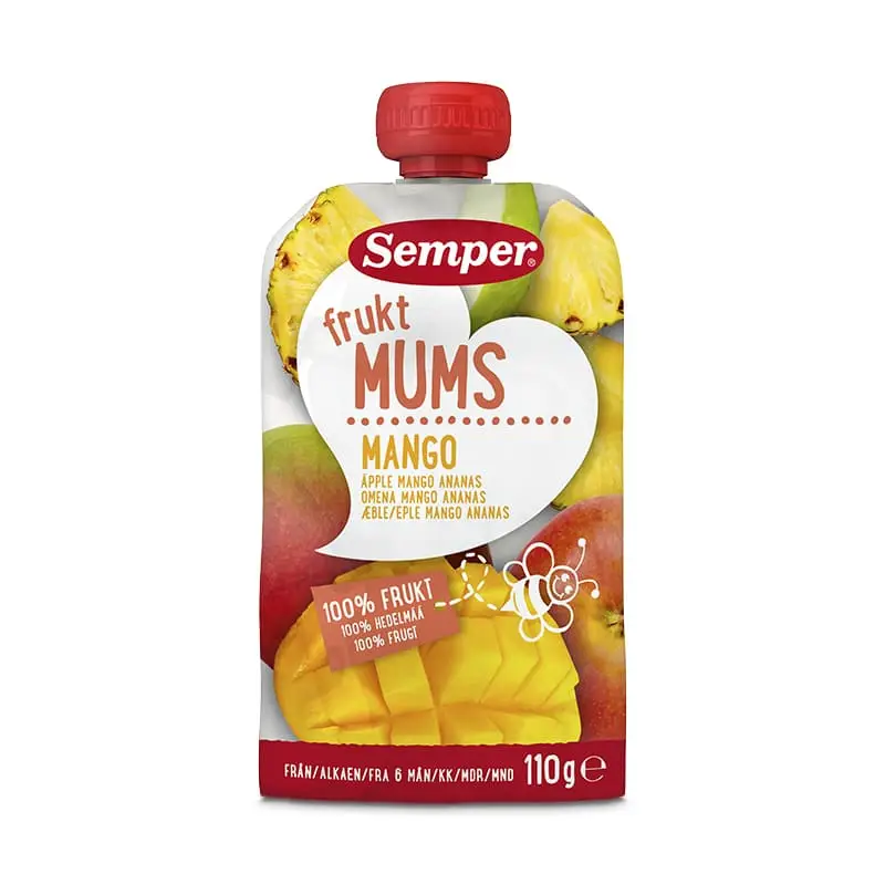 Fruktmums Mango 6 mån 12 x 110 g från Semper | #7091 | Barnmat