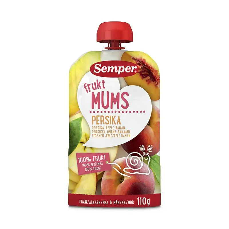 Fruktmums Persika 6 mån 12 x 110 g från Semper | #7033 | Barnmat