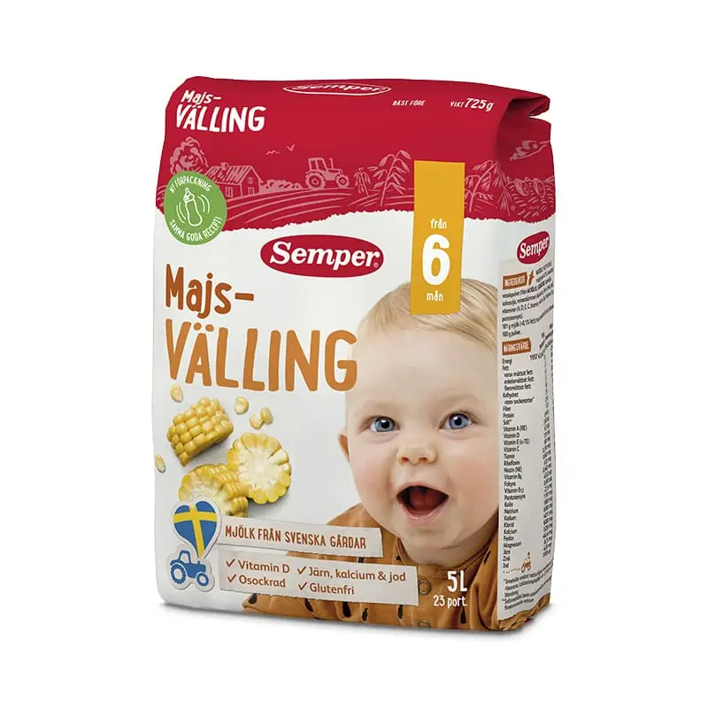 Majsvälling 6 mån 10 x 725 g från Semper | #7213 | Barnmat