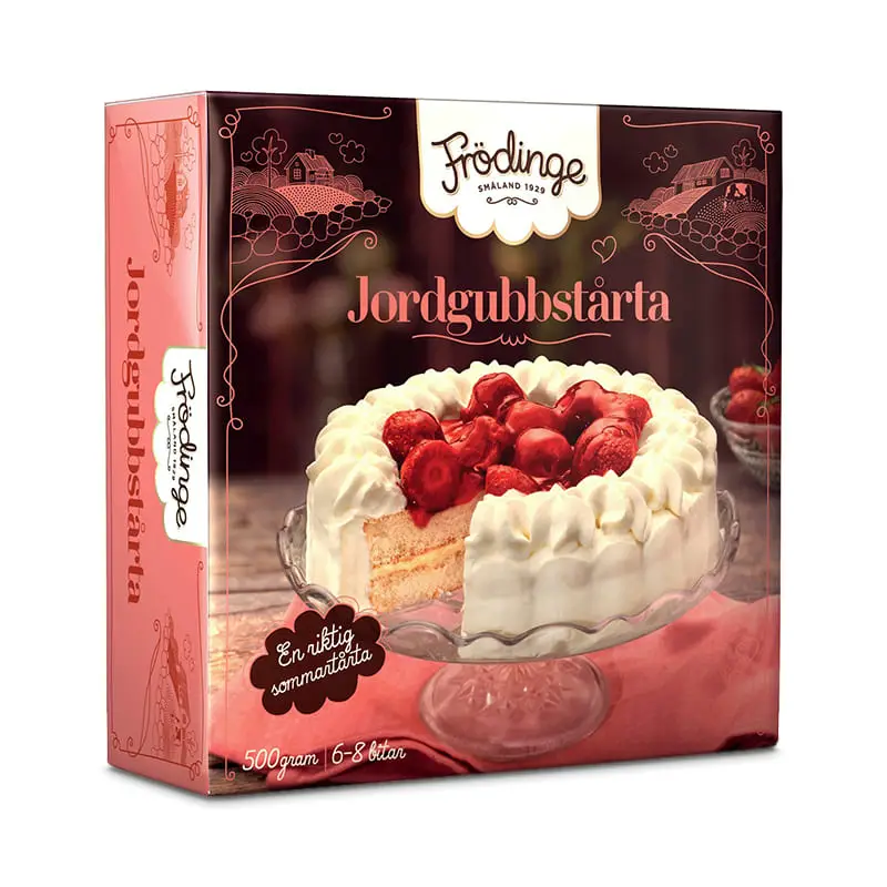 Jordgubbstårta 6 x 500 g från Frödinge | #60185 | Tårtor & Dessertpaj