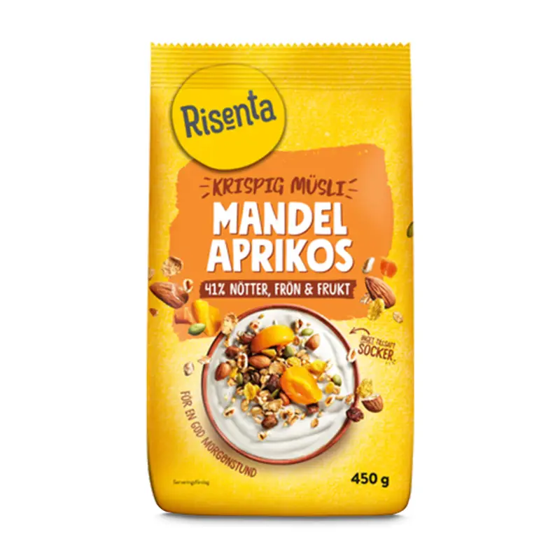 Krispig Müsli Mandel Aprikos 6 x 450 g från Risenta | #102514 | Müsli