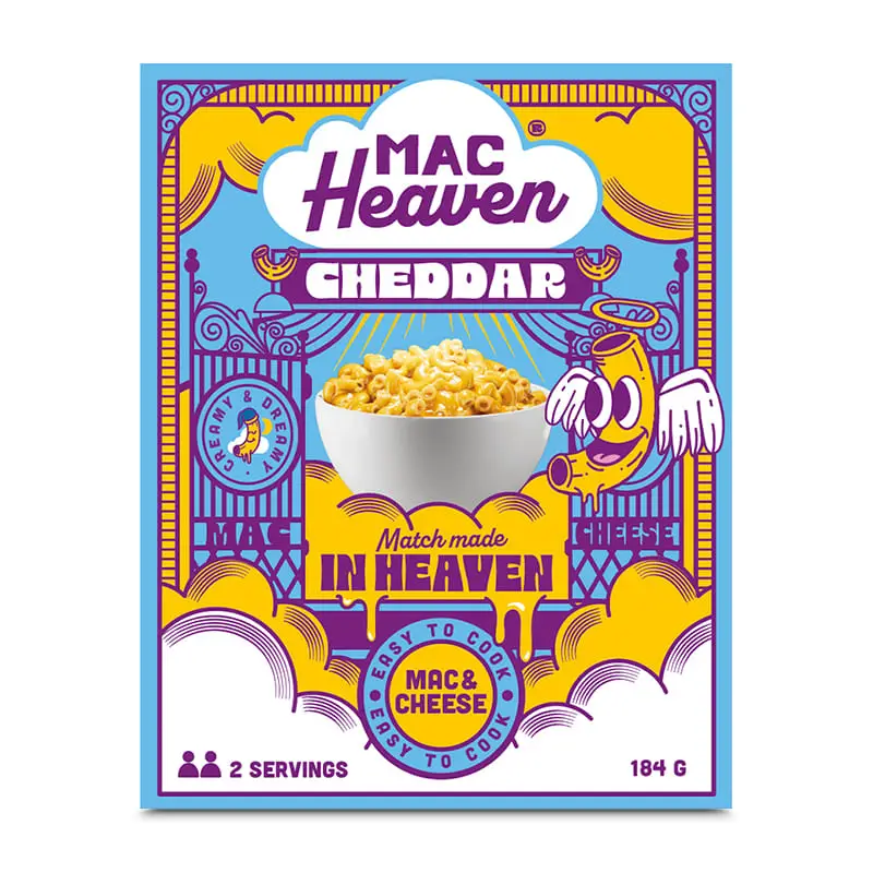 Mac N Cheese Cheddar 10 x 184 g från MacHeaven | #100010255 | Färdiglagade måltider
