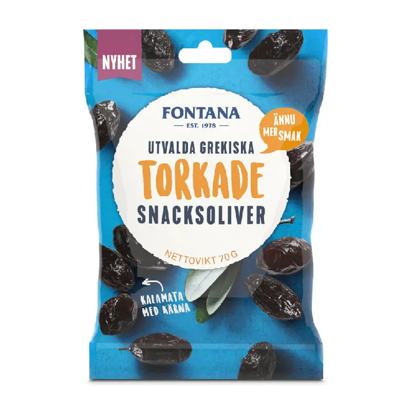 Snacksoliver Torkade 12 x 70 g från Fontana | #77641 | Oliver
