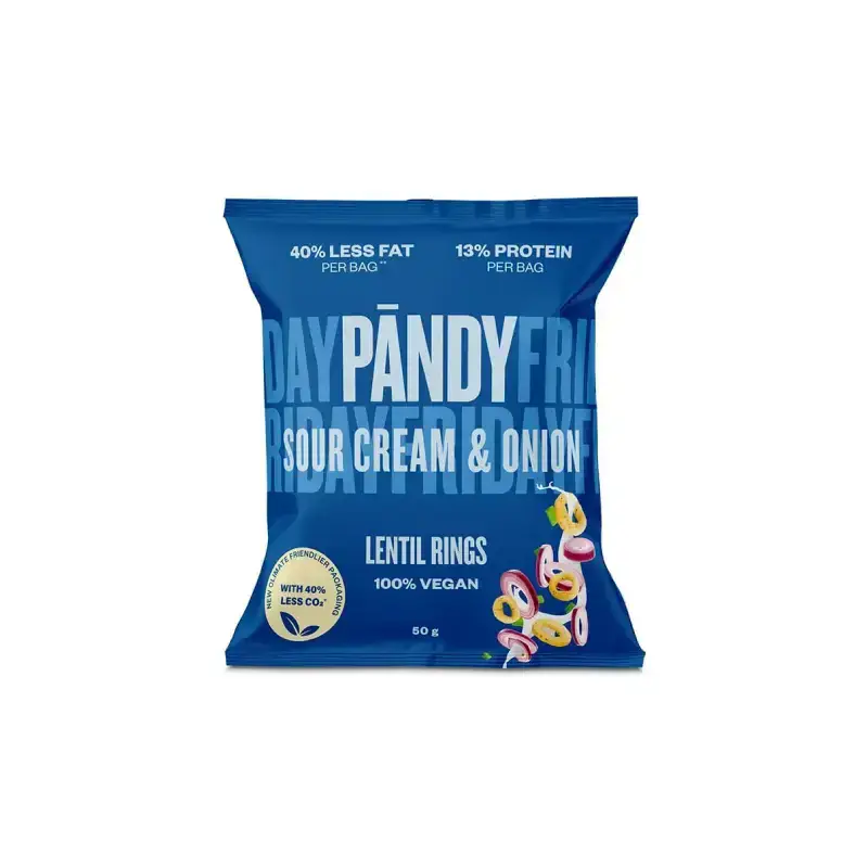 Linsringar Sourcream & Onion 14 x 50 g från Pändy | #7118 | Ostbågar & Former