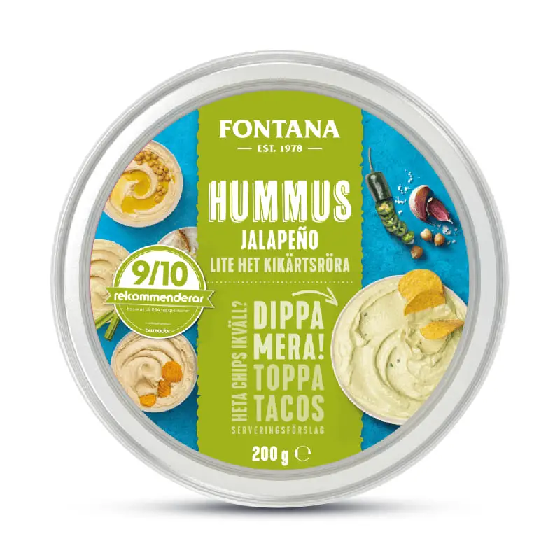 Hummus Jalapeño 6 x 200 g från Fontana | #37618 | Måltids komponenter