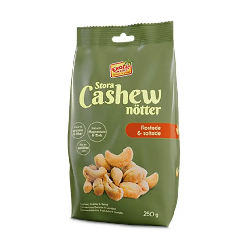 Cashewnötter Rostade & Saltade 8 x 250 g från Exotic Snacks | #892 | Nötter
