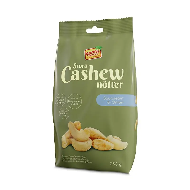 Cashewnötter Sourcream & Onion 16 x 250 g från Exotic Snacks | #899 | Nötter