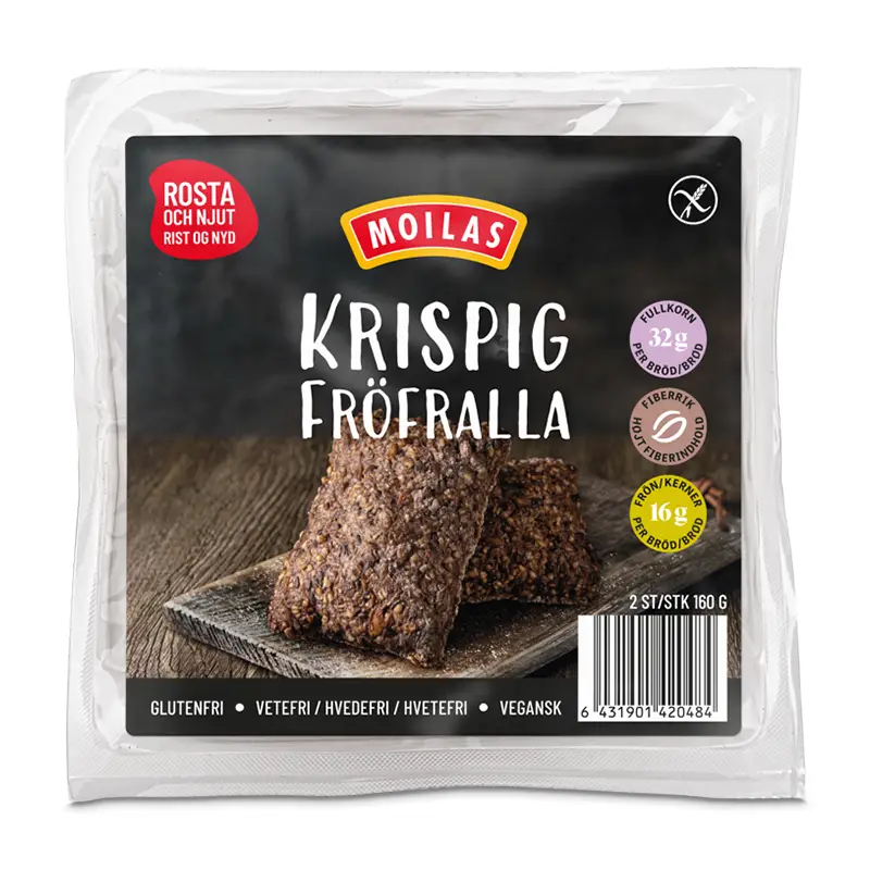 Glutenfri Krispig Fröfralla 7 x 160 g från Moilas | #142048 | Frallor & Portionsbröd