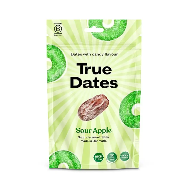 Dadlar Sour Apple 12 x 100 g från True Dates | #6007 | Torkad frukt