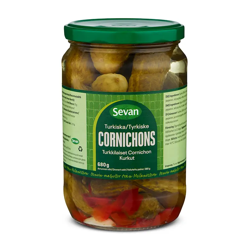 Turkiska Cornichons 12 x 680 g från Sevan | #130051 | Grönsakskonserv