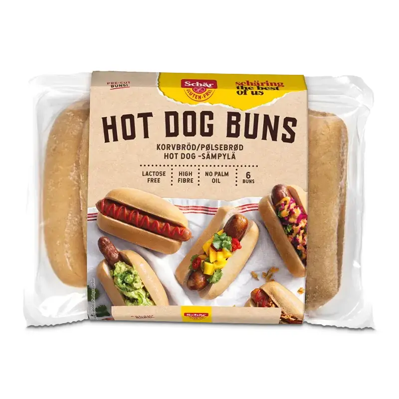 Korvbröd 6-pack Glutenfria 6 x 240 g från Schär | #53888 | Hamburgerbröd