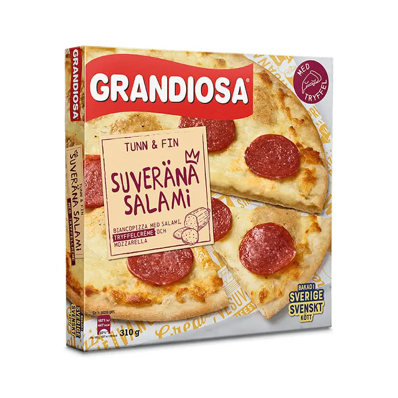 Suveräna Salami 12 x 310 g från Grandiosa | #510002102 | Pizza