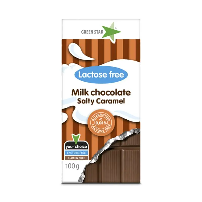 Mjölkchoklad Salt Karamell Laktosfri 10 x 100 g från Green Star | #33230 | Choklad