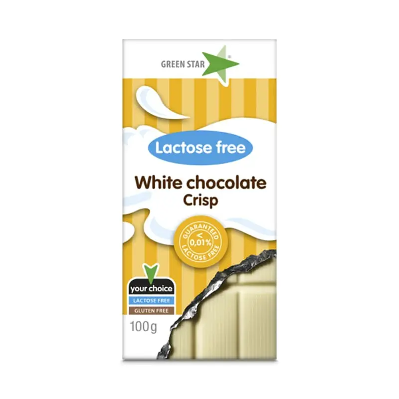 Vit Choklad Crisp Laktosfri 10 x 100 g från Green Star | #33206 | Choklad