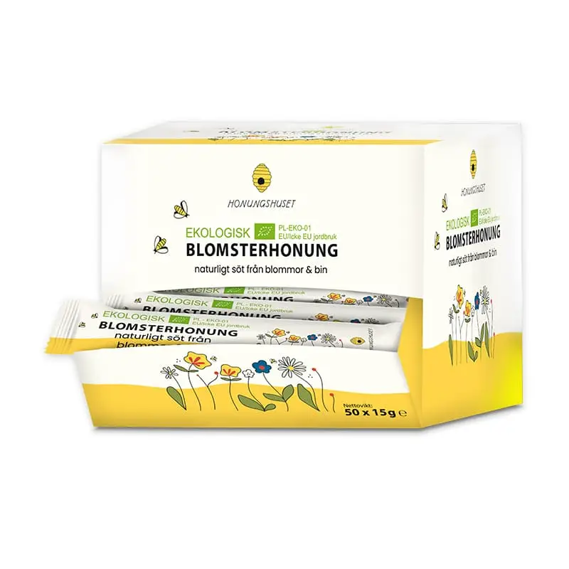 Honung i Sticks 50 x 15 g från Honungshuset | #1230 | Honung, Sirap & Sötningsmedel