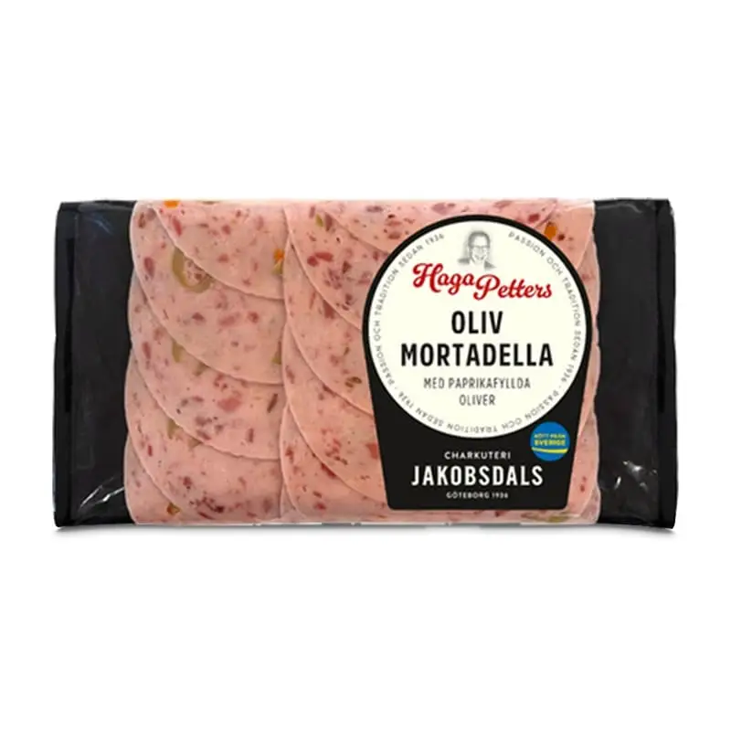Olivmortadella 12 x 120 g från Jakobsdals | #735 | Korv