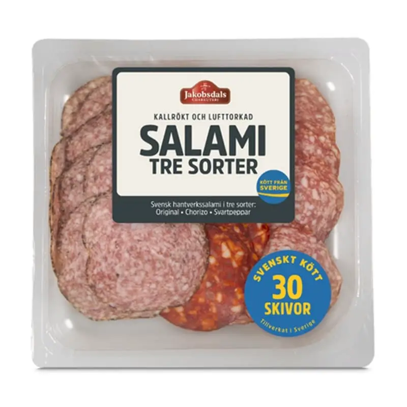 Salami Tre Sorter 10 x 80 g från Jakobsdals | #167 | Salami