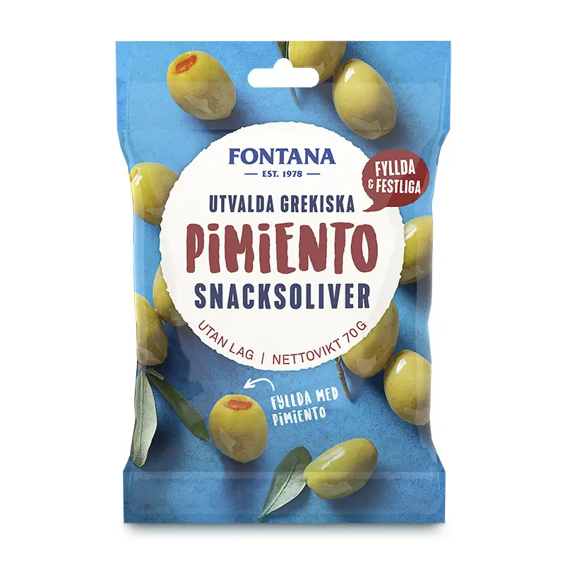 Snacksoliver Pimiento Fyllda 12 x 70 g från Fontana | #77633 | Oliver