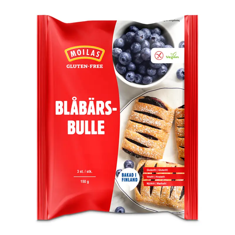 Glutenfri Blåbärsbulle 12 x 150 g från Moilas | #334054 | Bullar & längder