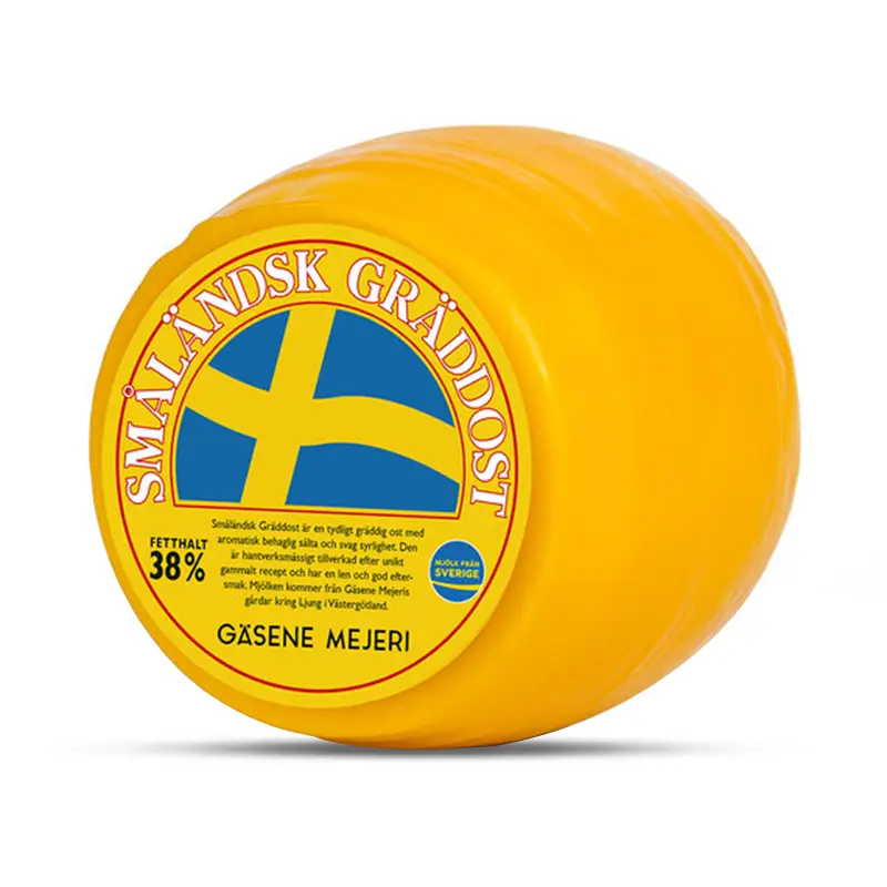Småländsk Gräddost 38% Gul Vaxad 12 x 1 kg från Gäsene Mejeri | #16 | Ost