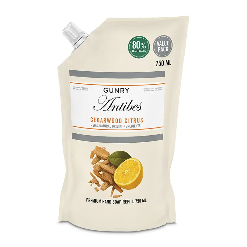 Flytande Tvål Premium Refill Cedarwood Citrus 6 x 750 ml från Gunry | #131007 | Handtvålar