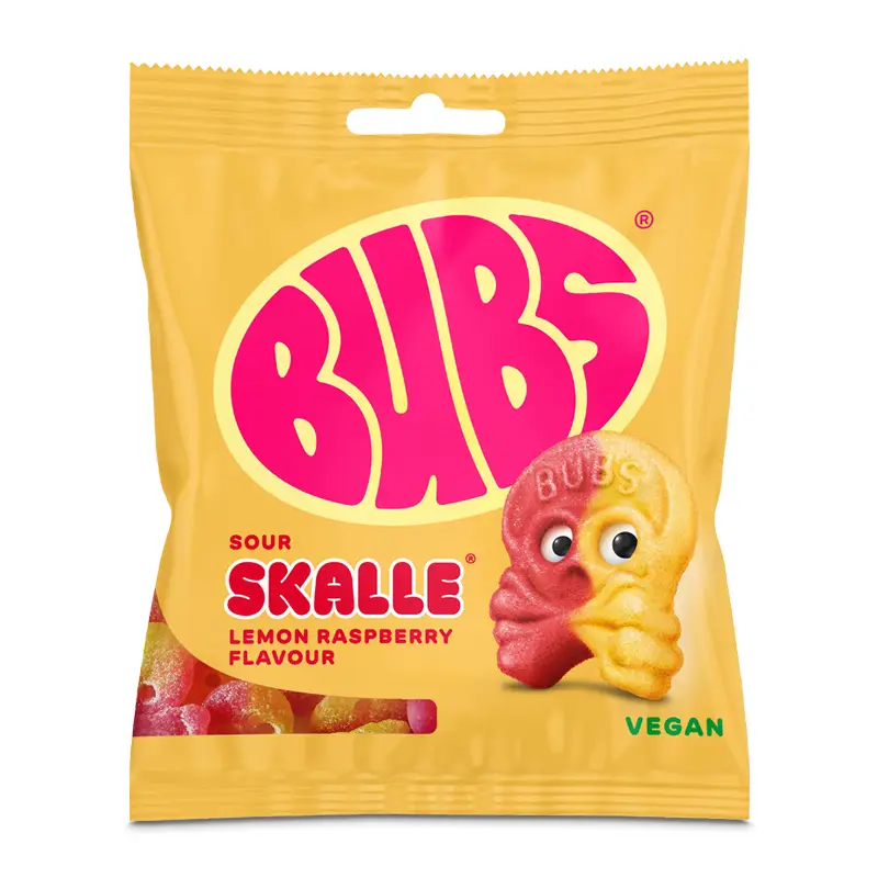 Lemon Raspberry Skalle 12 x 155 g från BUBS | #5450208216 | Godis