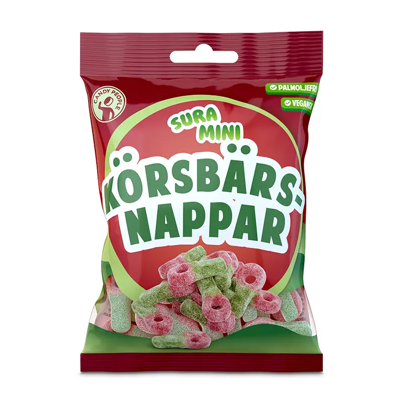 Sura Mini Körsbärsnappar 18 x 70 g från CandyPeople | #50572 | Godis