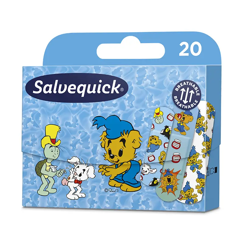 Vattenavvisande Plåster Bamse 20-pack 12 x 20 st från Salvequick | #519424 | Första Hjälpen