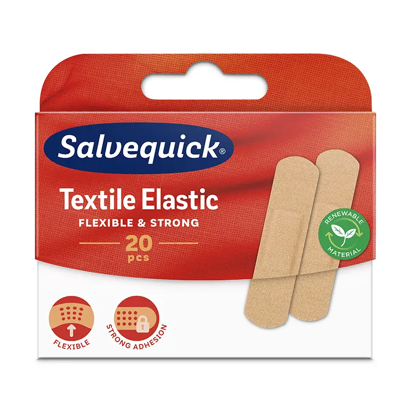 Textilplåster Medium 20-pack 12 x 20 st från Salvequick | #644224 | Första Hjälpen
