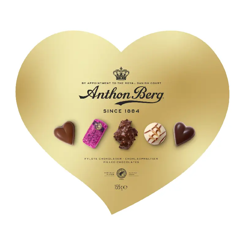 Hjärtformad Guldask 9 x 155 g från Anthon Berg | #844040 | Choklad