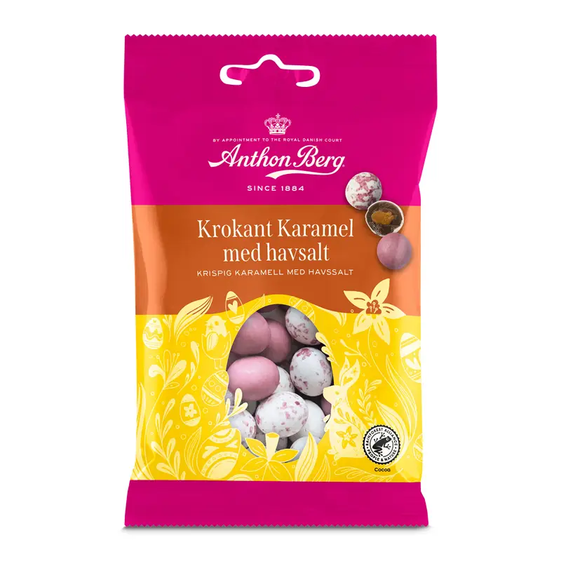 Krokant Karamel med Havssalt 36 x 80 g från Anthon Berg | #983600 | Choklad