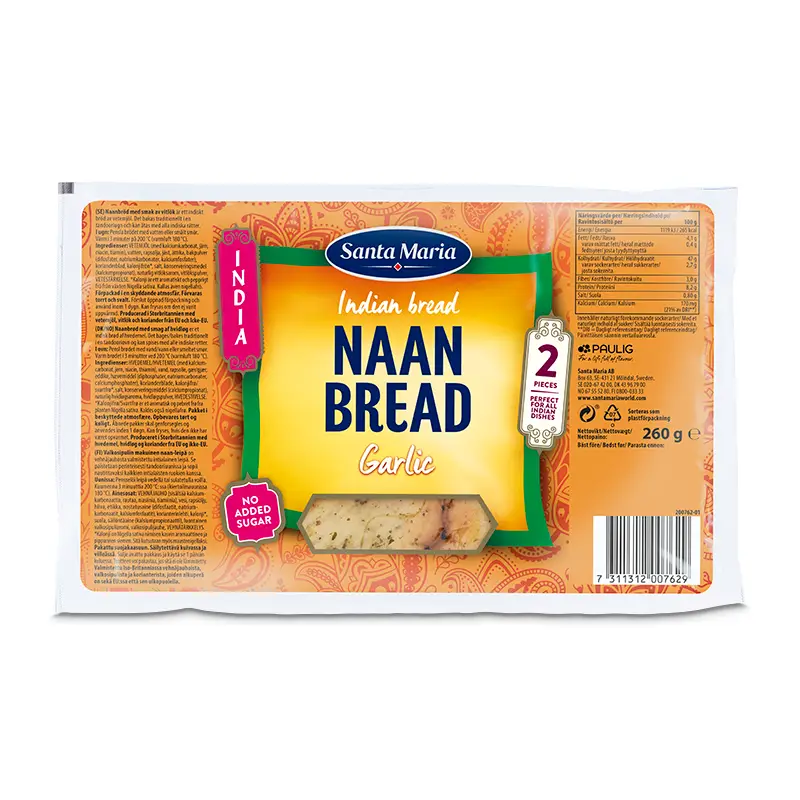 Naanbröd Vitlök 8 x 260 g från Santa Maria | #200762 | Pitabröd & Tunnbröd