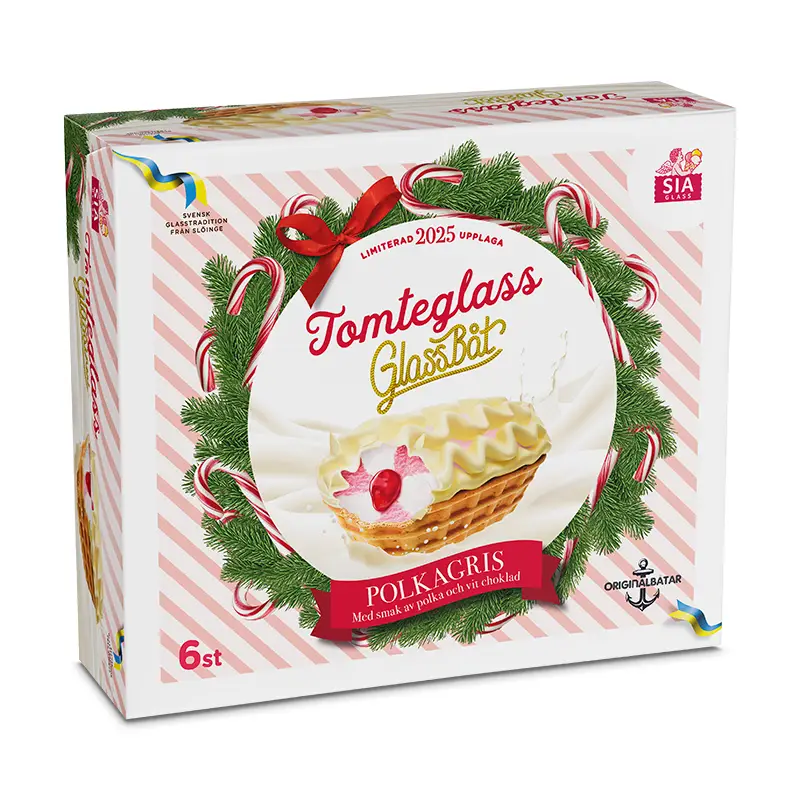 Tomteglass Polkagris 6 x 420 g från SIA glass | #80035 | Pinnglass