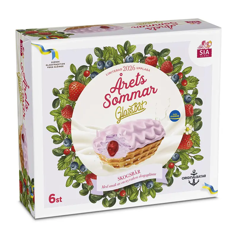 Sommarglassbåt 2026 6-pack 6 x 6 st från SIA glass | #80036 | Pinnglass