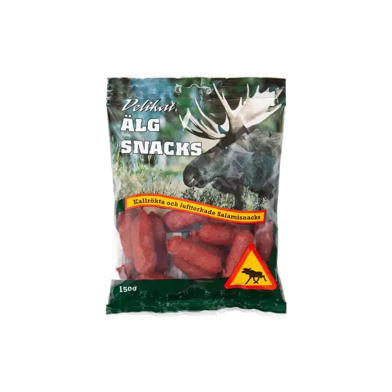 Älgsnacks 12 x 150 g från Delikat | #479 | Ölkorv