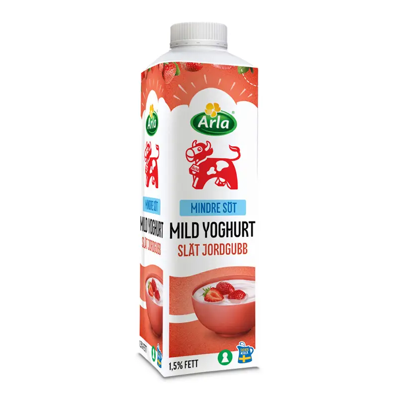 Lättsockrad Mild Yoghurt Jordgubb 1,5% 6 x 1 kg från Arla Ko | #87958 | Yoghurt