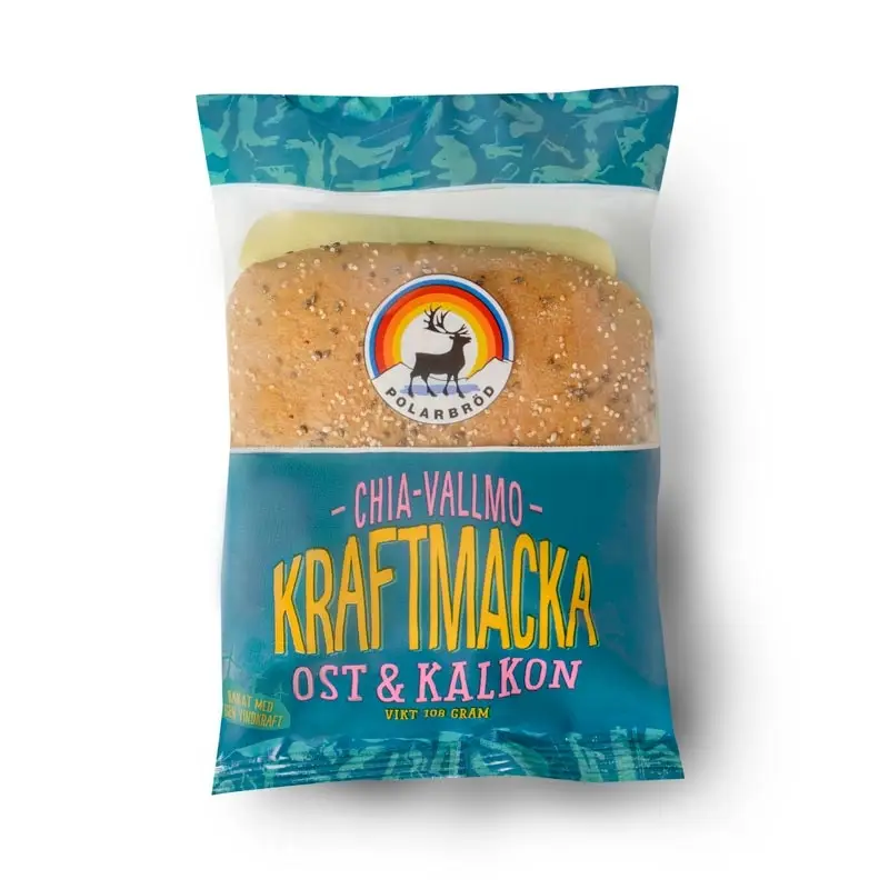 Kraftmacka Chia-Vallmo, ost & kalkon 20 x 108 g från Polarbröd | #188400 | Smörgåsar färdiga