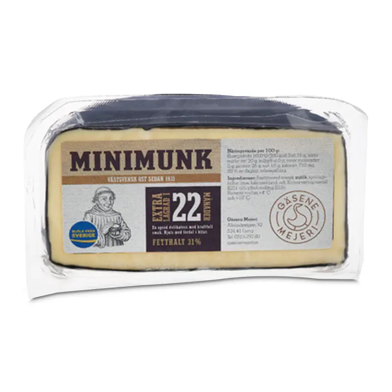 MiniMunk 31% Svart Vaxad 10 x 250 g från Gäsene Mejeri | #311118 | Ost