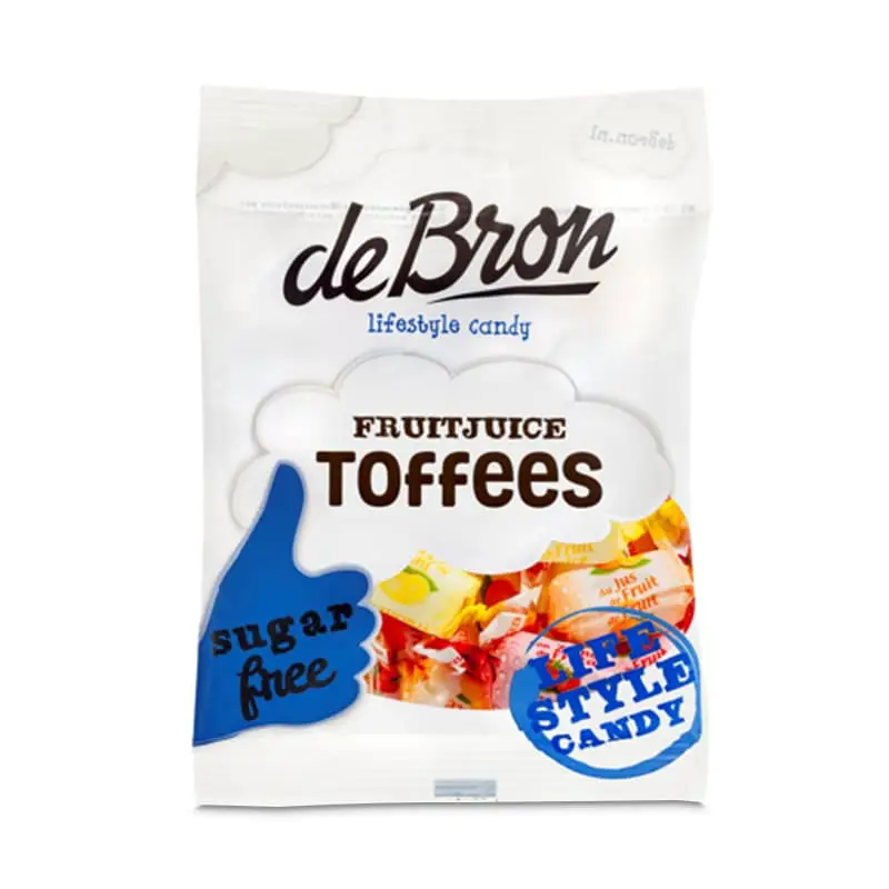 Fruit Juice Toffee Sockerfri 12 x 90 g från De Bron | #9019 | Godis