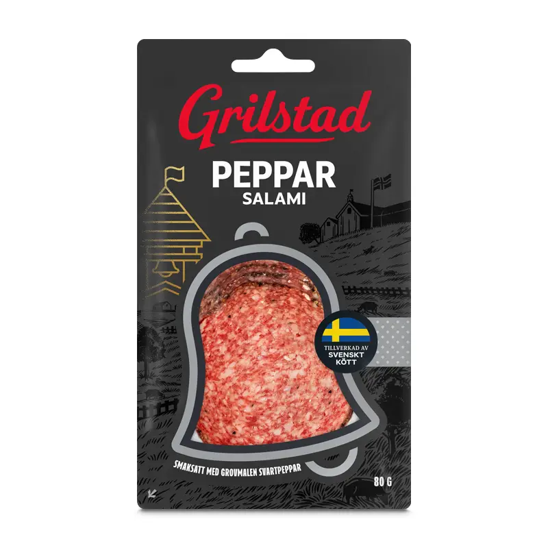 Pepparsalami 15 x 80 g från Grilstad | #916 | Salami