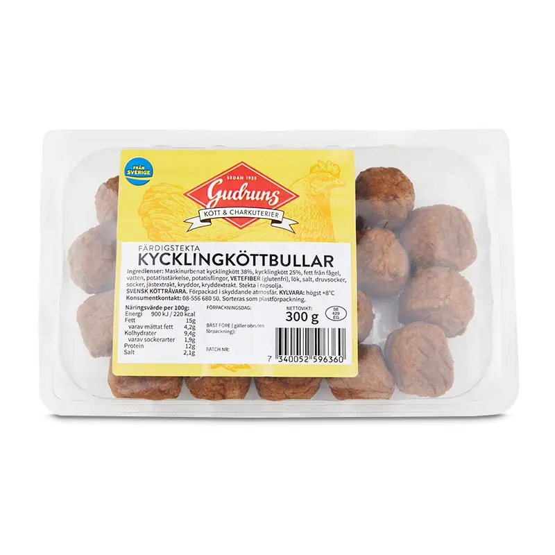 Kycklingköttbullar Original 12 x 300 g från Gudruns | #9636 | Köttbullar